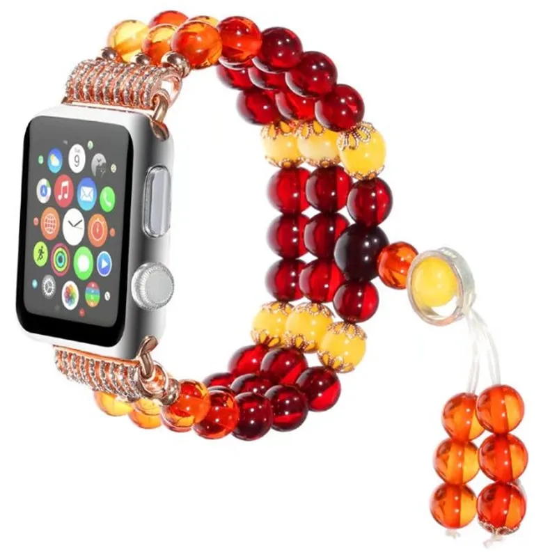 

FOLOME Fashion Colour Sports Beeswax Beaded Bracelet Strap Watch Band For Apple Watch Series 3/2/1 All Version 42mm and 38mm
