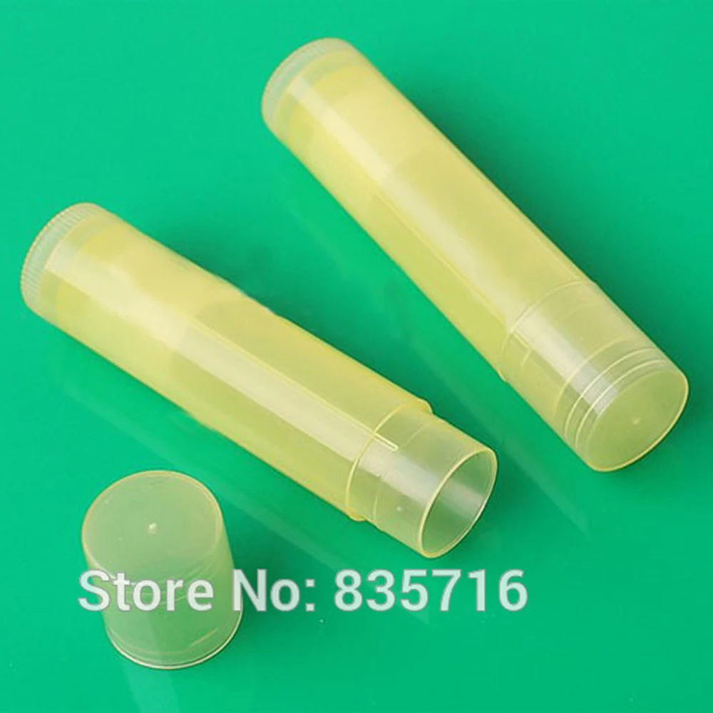 50PCS/LOT Free Shipping 5G LIP BALM Tubes Transparent Yellow PP
