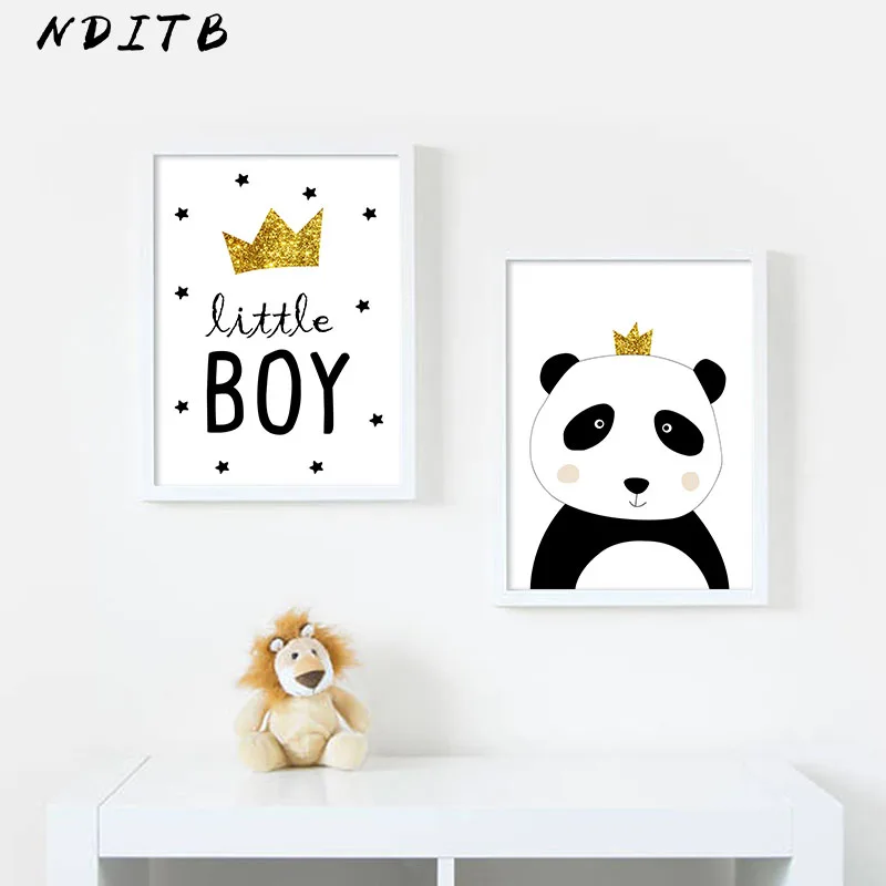 NDITB холст с рисунком панды, настенный художественный принт для детской живописи, скандинавские Детские декоративные картины, декор для детской спальни для мальчиков