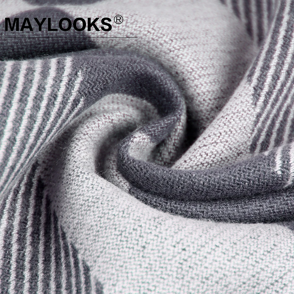 Maylooks Роскошные зимние теплые шерстяные кашемировые шарфы толстый Лабиринт