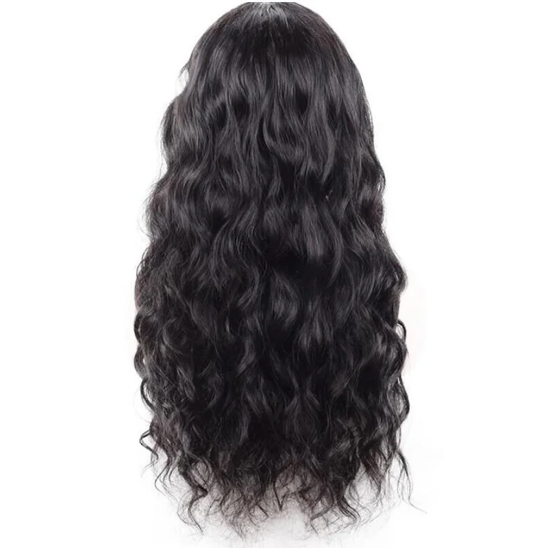 Luffyhair 150% высокой плотности Волнистые 13x6 Синтетические волосы на кружеве человеческих волос парики с челкой перуанские человеческие волосы Remy для наращивания, Синтетические волосы на кружеве парики с детскими волосами