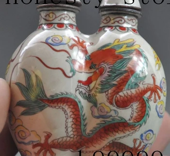 

mark china pure red bronze Enamel animal dragon phoenix bird Snuff bottle statue