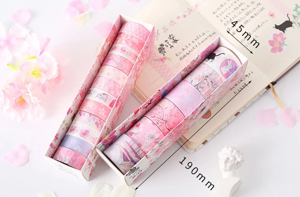 Розовая клейкая лента васи, маскирующая лента, наклейки для скрапбукинга, декоративная клейкая лента, цветы