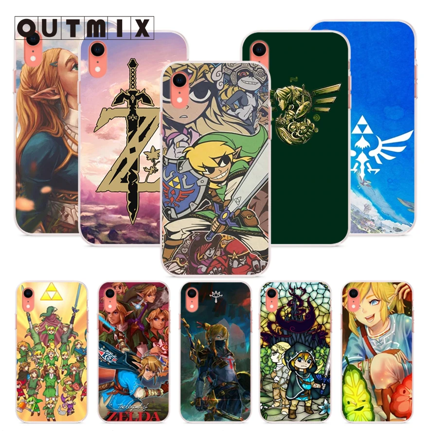 

OUTMIX The Legend of Zelda Cover Funda Coque For iPhone XR XS max XR 7 8 6 8plus 7plus 6 6s 6plus SE 5S Back Cover