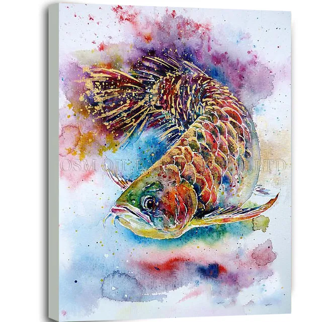 top artist handmade high quality abstract animal dragonfish oil abstract animal painting