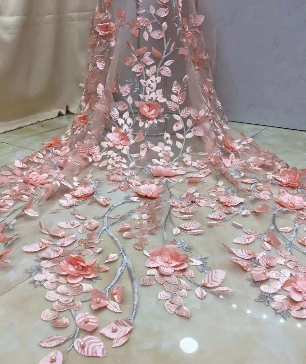 2018 New Style French Net Lace Fabric Flower African Tulle Mesh High Quality XZ64 | Дом и сад
