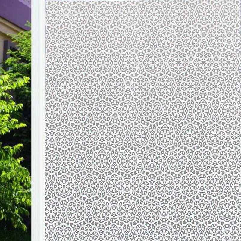 Funlife Vinyl Window Film Non-Adhesive Glass Window Sticker Paper Static Cling Decorative Snowflake Pattern Flower Decal Panel