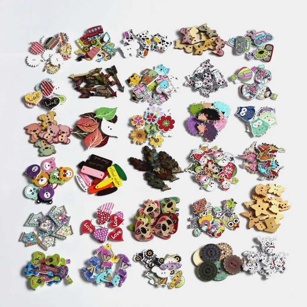 

40-50Pcs Mixed Style Wood Apparel Sewing Buttons For Crafts Clothes Scrapbooking Decorative Handicraft DIY Accessories L-3