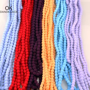 

5 Yards Stained Ribbon Colorful Pom Pom Lace Trim Ball Fringe Lace Ribbon Knitting For Cloth or Bag DIY Sewing Accessories