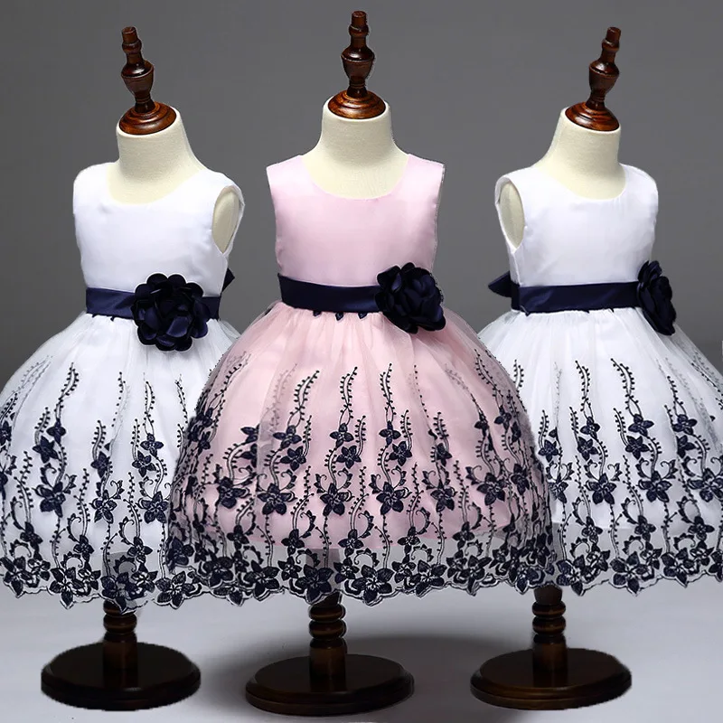 

Flower princess dress knit hook flower gauze dress is the New Year christmas dress kids dresses for girls toddler dresses