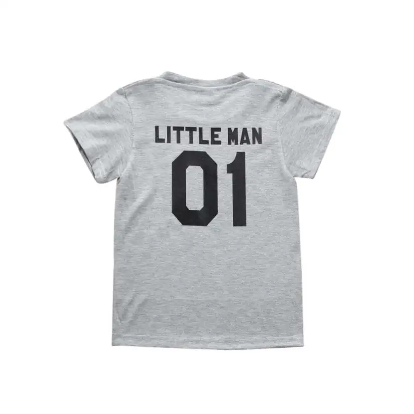 Короткие Модные топы для маленьких детей 1, 3 цвета, футболка для маленьких мальчиков с надписью «Dad Me» Одинаковая одежда для всей семьи, 9 августа - Цвет: Серый