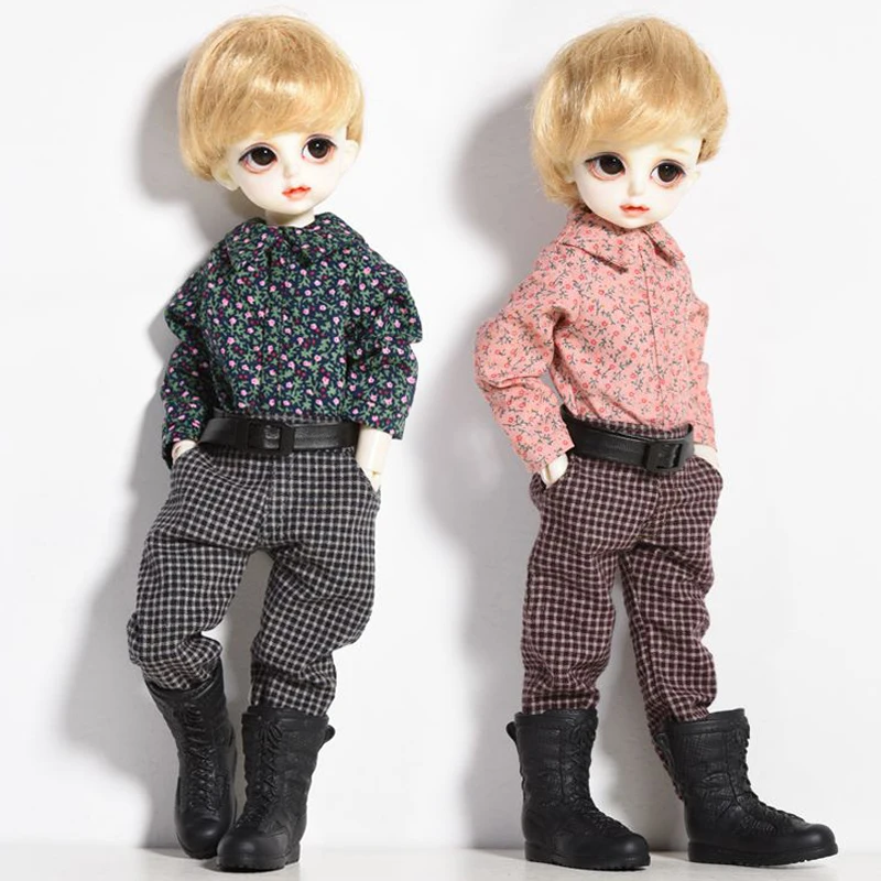 

bjd doll clothes for dolls fits 27cm-30cm 1/6 bjd dolls Printed shirt + plaid trousers