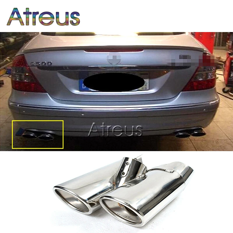 High Quality Stainless Steel Car Exhaust Pipe Tips For Mercedes Benz W220 S-Class S430 S500 Dual Muffler Tips AMG Accessories stainless steel car exhaust pipe tips dual muffler tips tailpipe for mercedes w220 benz s class s430 s500 amg accessories