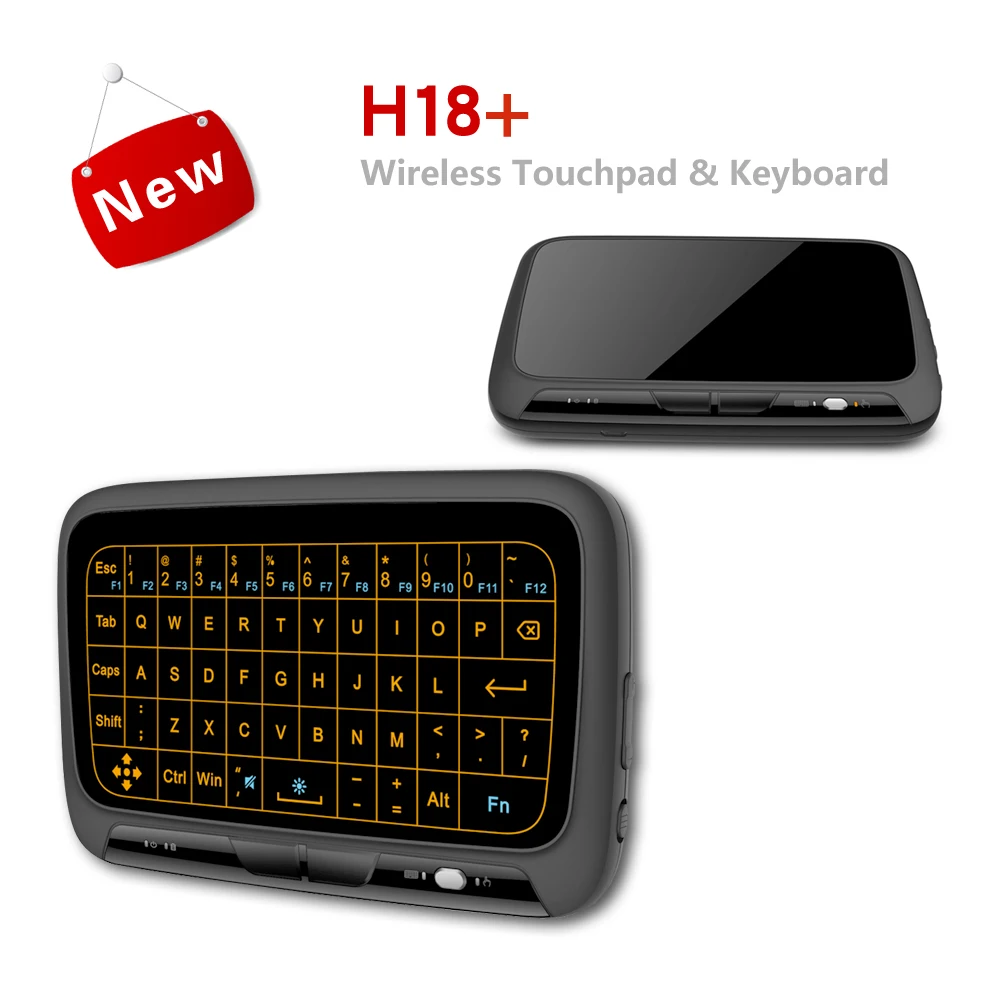 H18+ беспроводная воздушная мышь мини клавиатура полный экран сенсорный 2,4 ГГц QWERTY Клавиатура Тачпад с функцией подсветки для Smart tv PS3