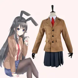 Аниме Rascal не мечта кролика девушка Senpai костюмы для косплея Mai Sakurajima косплэй костюм Школьная форма Хэллоуин Вечерние