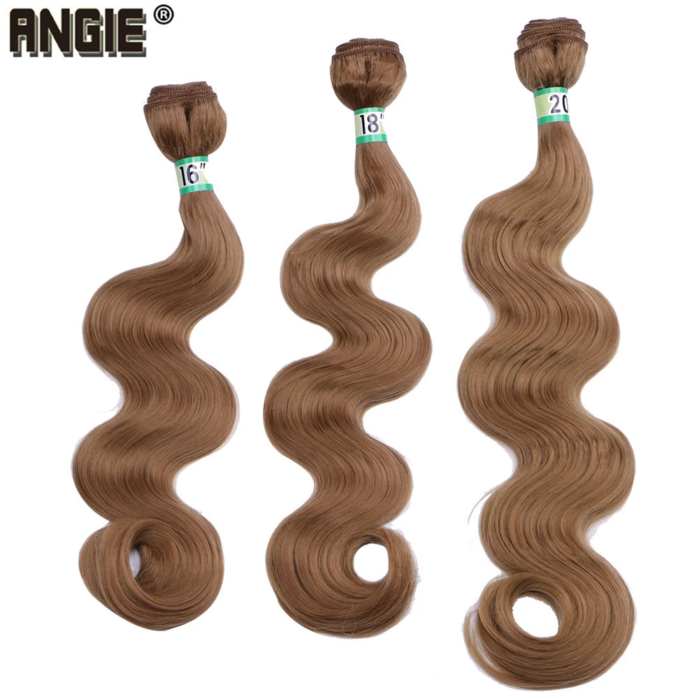 ANGIE объемные волнистые волосы, пряди, черные вьющиеся волосы, 16, 18, 20 дюймов, 70 г, цельные волнистые синтетические волосы для наращивания для женщин