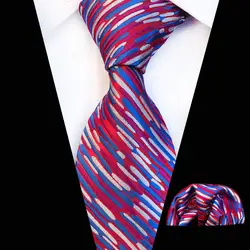 Новый жаккардовые разноцветные полосы плед Цветочные Галстуки для Для мужчин галстук Для мужчин роскошный галстук Hanky комплект Галстуки