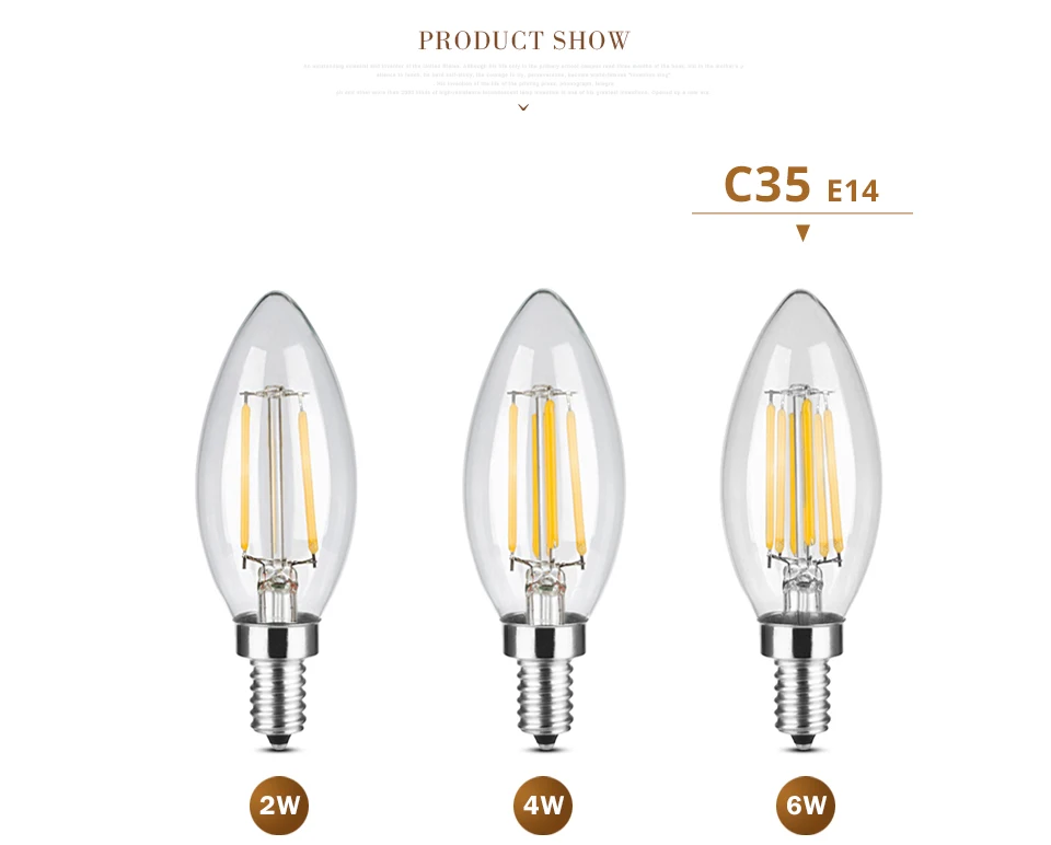 Ретро лампа Эдисона светодиодный лампочка накаливания E27 E14 220 V старинная свеча лампочка люстра Замена 20 Вт 40 Вт 60 Вт 80 Вт лампа накаливания