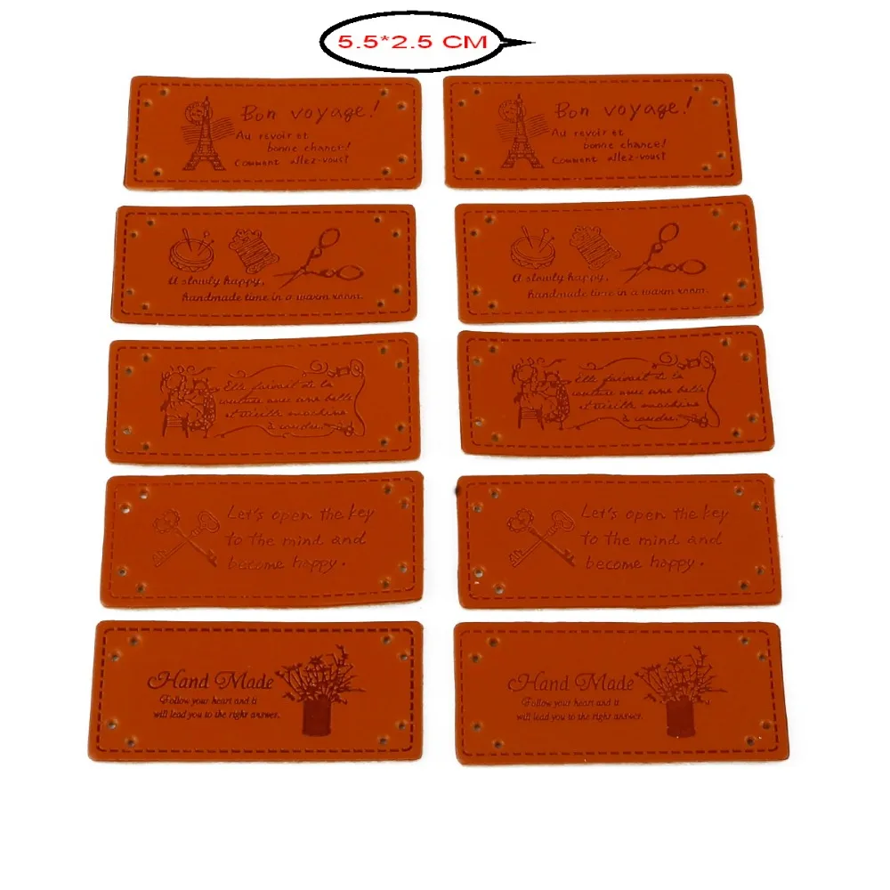 

Hot Sale 10pcs/Lot Hand Made Labels for Clothes Garment PU Leather Labels Hand Made Tags Jeans Bags Shoes Sewing Accessories