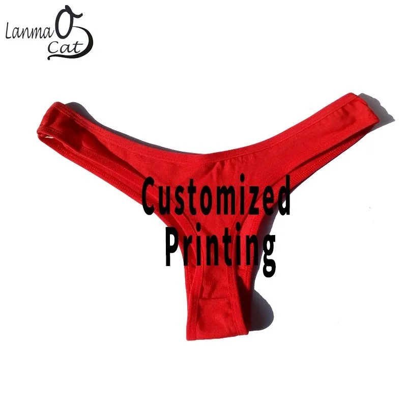 

Lanmaocat Cotton G String For Women Sexy Lingerie T Panty Customized Printing Women String Thongs Underwear M L Free Shipping