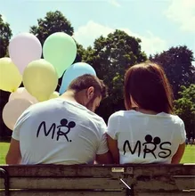 Couple Clothes 2016 Fashion Mr Mrs Letter Printed Tees Women Men Short Sleeve Summer T Shirts Casual Couple Shirt