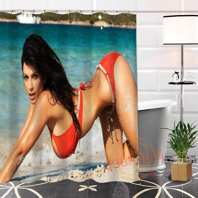 Лучшая красивая сексуальная девушка занавеска для душа шторка для ванны водонепроницаемая ткань для ванной комнаты больше размеров WJY#81 - Цвет: Розовый
