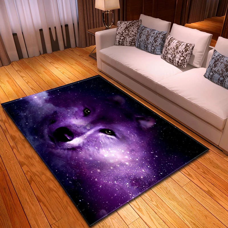

Nordic Style 3D Galaxy Wolf Carpet Large Size Living Room Bedroom Tea Table Rug and Carpet Rectangular Antiskid Floor Mat