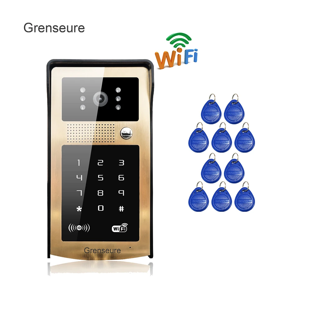 

Free Shipping RFID Code Keypad Unlock Wireless Wifi Video Intercom Door Phone Metal Doorbell for Phone Remote Monitor / Unlock