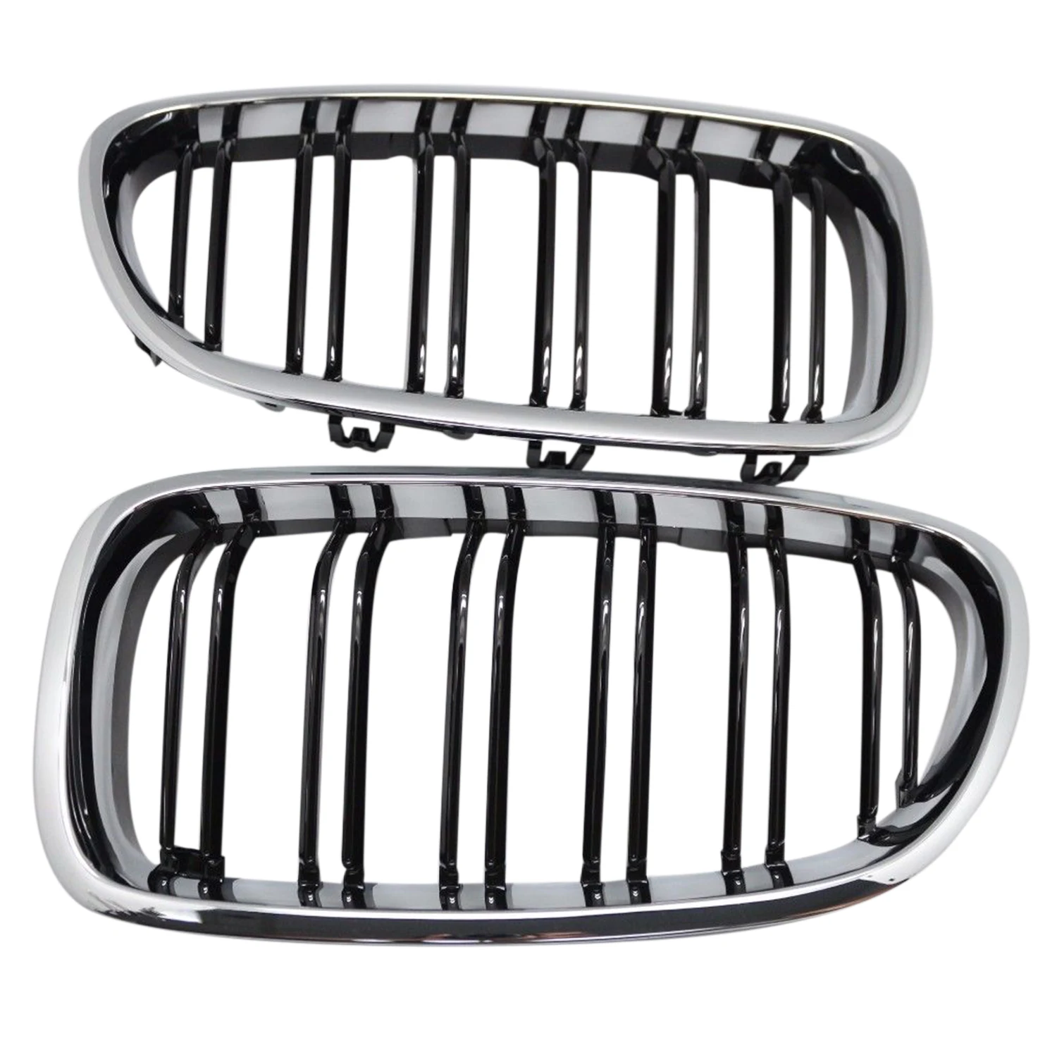buy Silver + black Dual Fin Front Grille Grill Hood Nose For BMW F10 F11 5 2010 2015