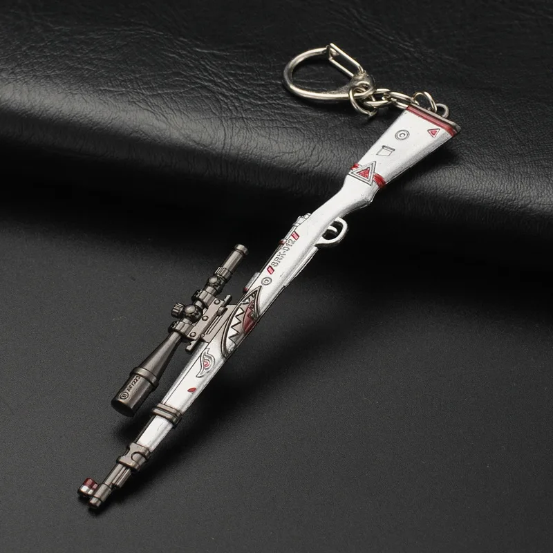 

2019 PUBG Keychain AWM 98K Pan ALL Rifle Model Playerunknown's Battlegrounds Cosplay Props Alloy Armor Key ring
