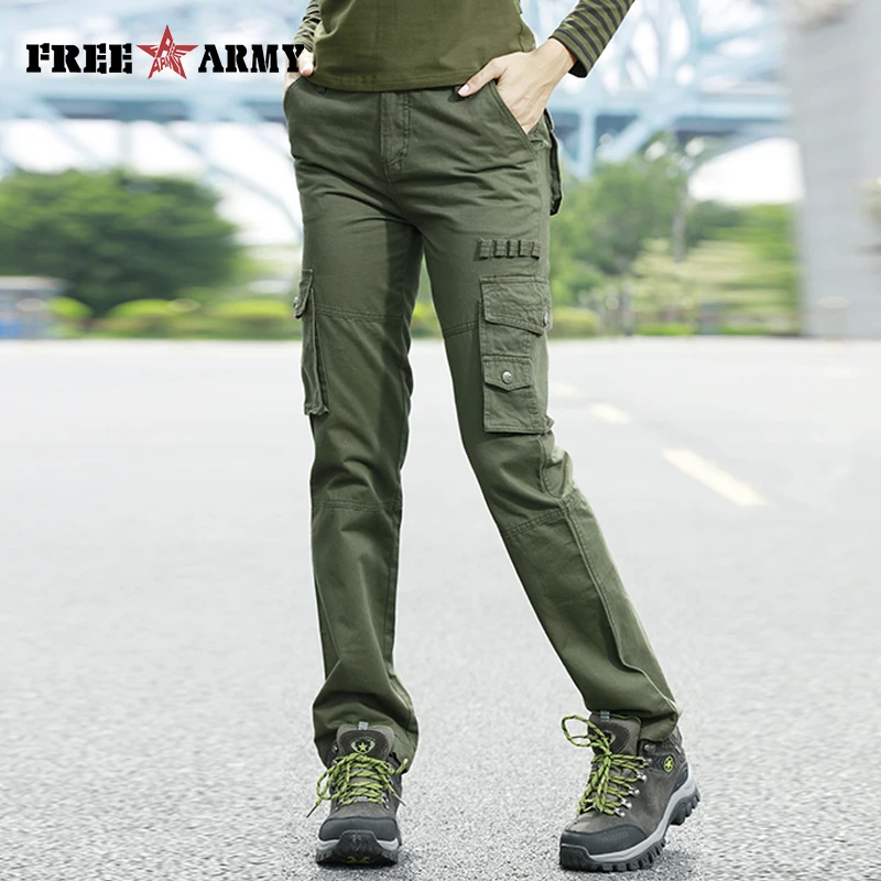 FreeArmy брендовые осенние женские брюки карго с карманами, свободные брюки, Военные зеленые брюки, женские Капри, брюки, рабочая одежда