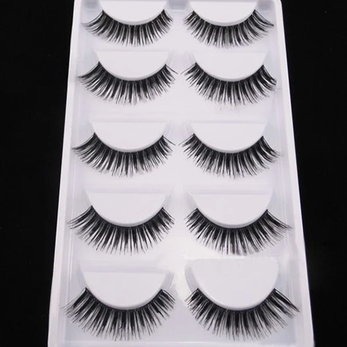 

5 Pairs Black Soft Thick Cross Fake Eye Lashes Party Makeup Extension False Eyelashes
