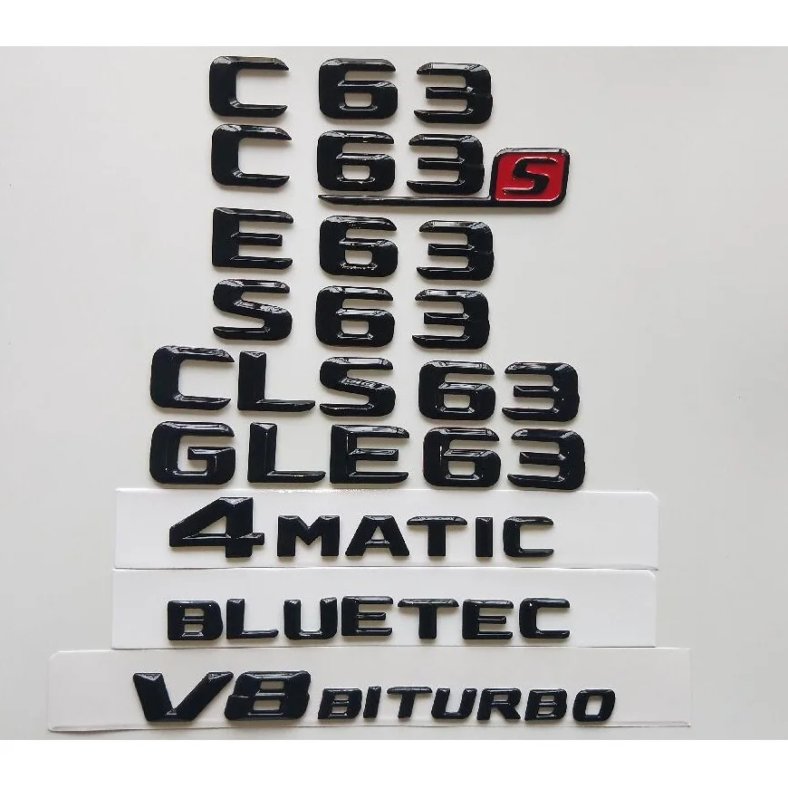 Глянцевые черные 3d эмблемы для Mercedes Benz W204 W205 Coupe C63 W212 W213 E63 W222 S63 CLS63 GLC63 GLE63 AMG 4MATIC V8