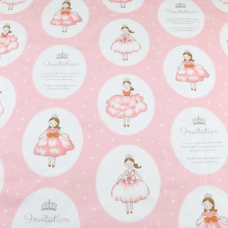 Розовая хлопковая стеганая ткань для маленьких принцесс на полметра, ткань для рукоделия, материал для детей и кукол