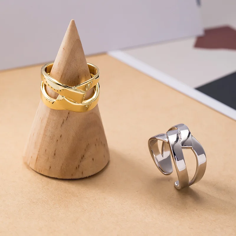 hollow cross geometric ring 100% Sterling 925 silver Jewelry Vintage Adjustable rings for women girl gift free size ring
