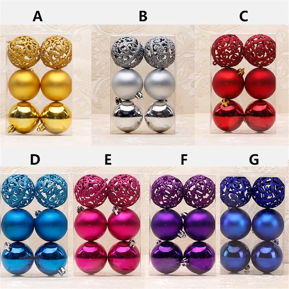 

2019 6cm Christmas Tree Decorative Ball Ornaments Pendant 6pcs/pack Silver Hollow Out Xmas Ball Decor Baubles for Christmas Home
