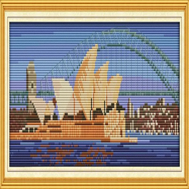 Sydney Opera House,counted printed on fabric DMC 14CT 11CT Cross Stitch