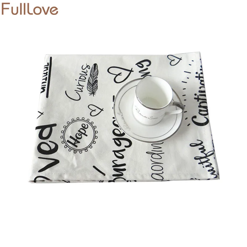 FullLove 2 шт./компл. 45*60 см с буквенным принтом коврик для стола хлопковая салфетка