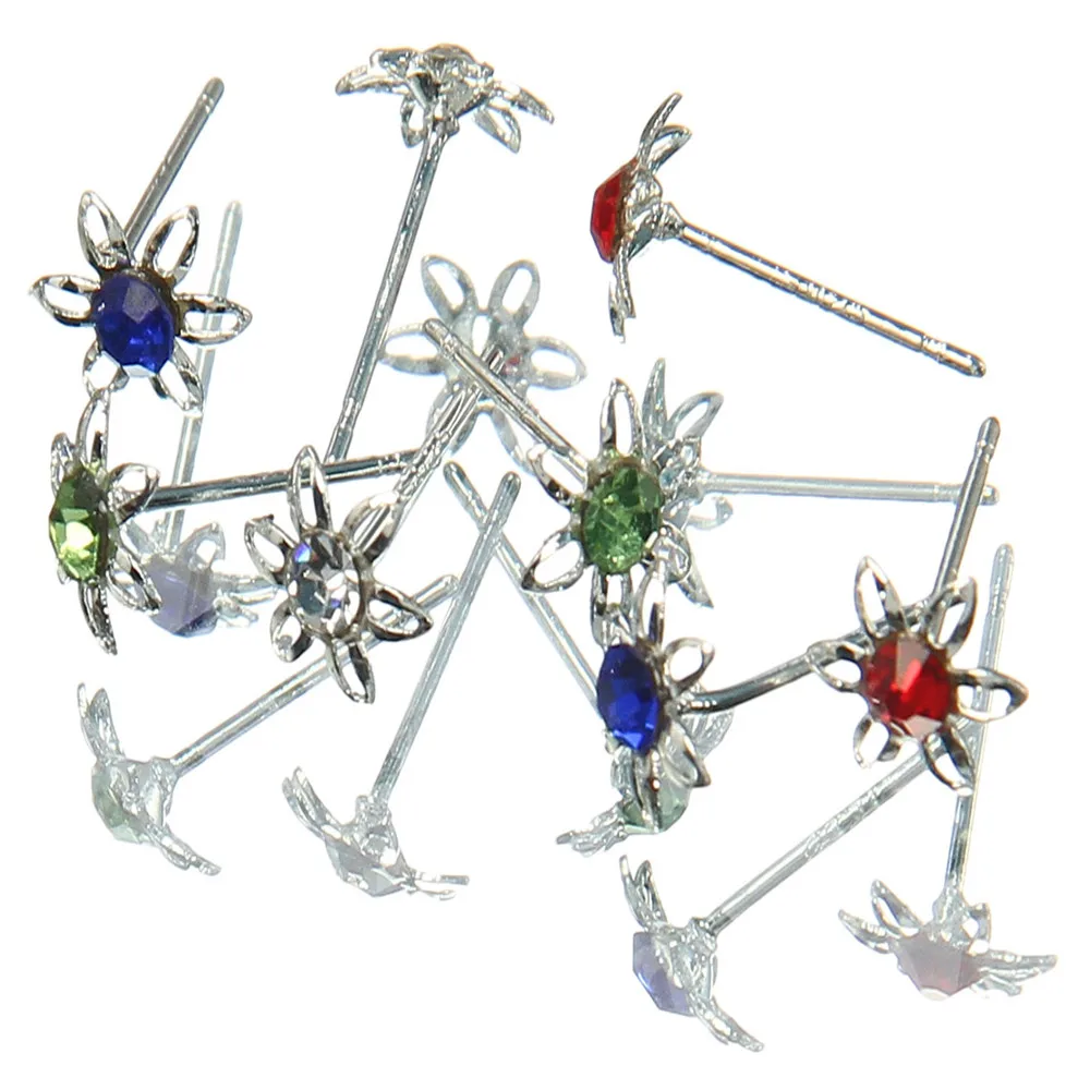 40 шт./пакет 925 стерлингового серебра серьги персонажа браслеты с подвесками в виде лепестков, с украшением в виде кристаллов, разноцветные, женские серебряные серьги с Для женщин серьги