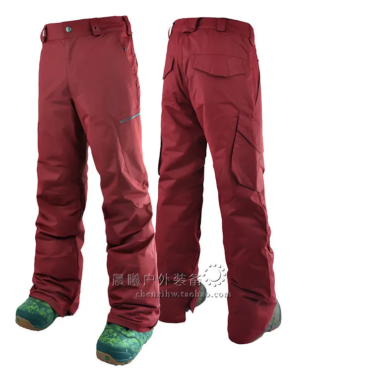 Gsou Снежный бренд мужские лыжные брюки однотонные непромокаемые ветрозащитные мужские сноубордические брюки на открытом воздухе мужские зимние брюки мужские брюки - Цвет: dark red