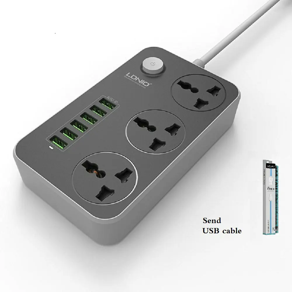 Дешево LDNIO AC электрическая розетка ЕС Великобритания США Plug 6 USB адаптер путешествия расширение мощность полосы 3 универсальный разъем интерн...