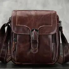 Натуральная кожа Мужская маленькая сумка-мессенджер первый слой коровьей кожи сумка на плечо винтажная сургучная масло повседневная мужская сумка