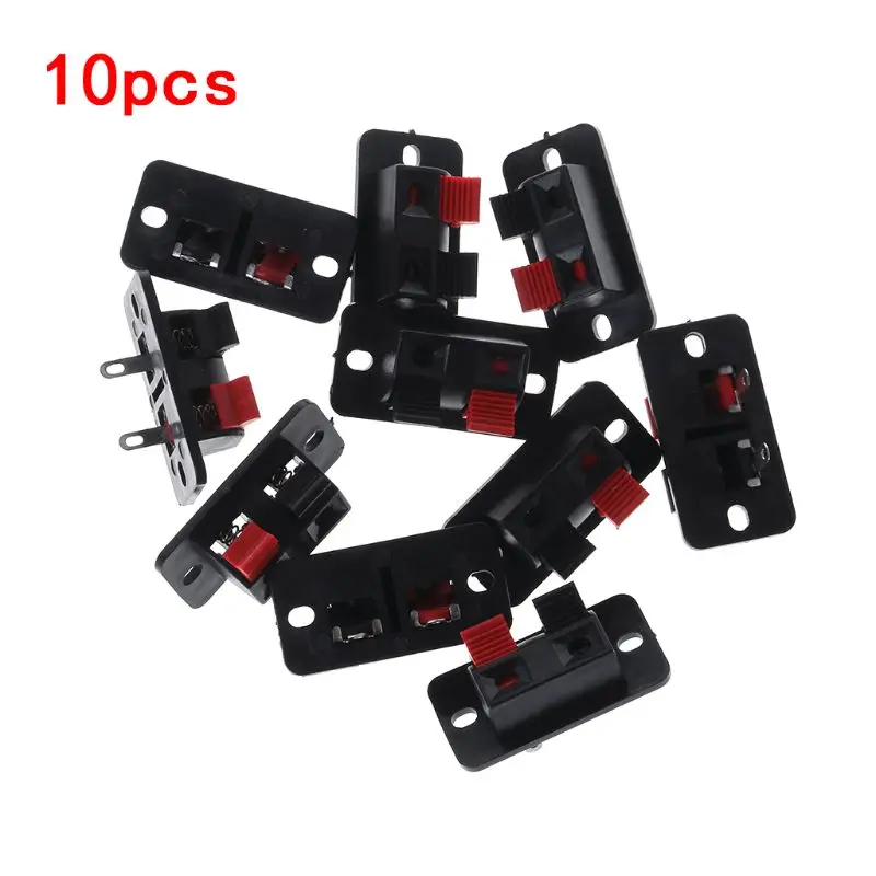 10PCS Stereo Speaker Spring Clip WP2 4 Plate Terminal Strip Board 2 Way