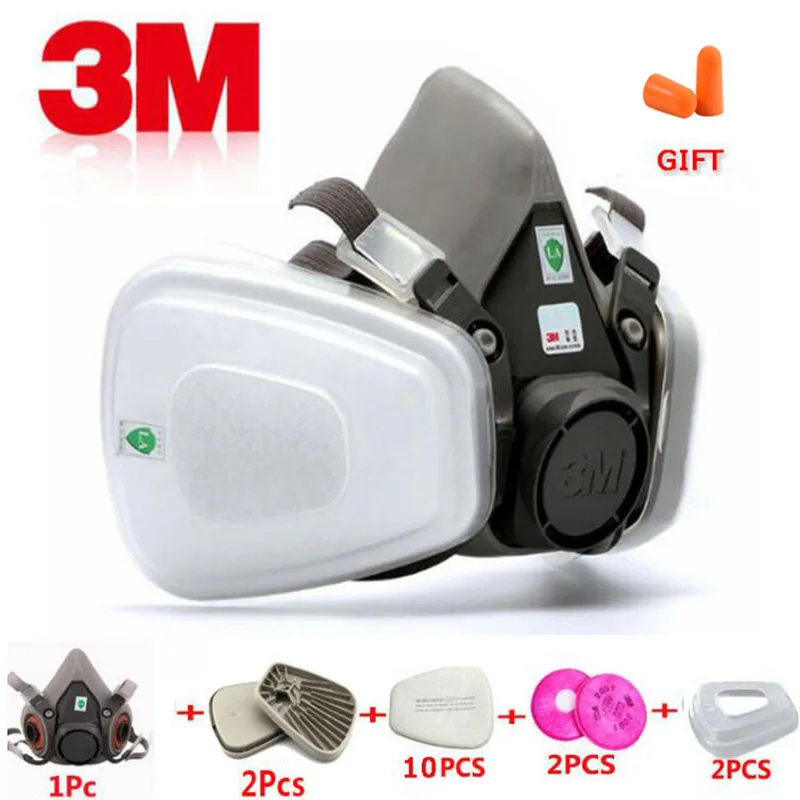 17 in 1 Suit 3M 6200 With 603 Safety Security Half Face Anti Dust Mask Painting Spraying Gas Proof Respirator | Безопасность и