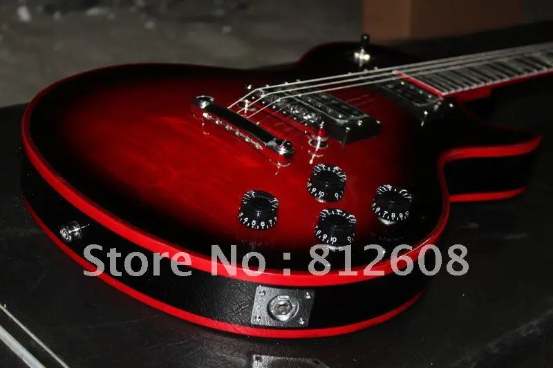 New Classic Custom Black Color with Red Binding Electric Guitarcustom