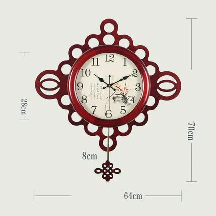 Creative Chinese Wooden Wall Clock Living Room Bedroom Wall Decoration Mute Clocks Nostalgic Ornament Hanging Clocks Pendulum