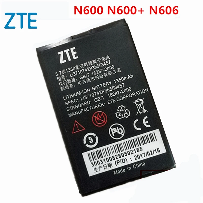 

Original ZTE N600 phone battery For ZTE S100 S189 C360 C361 N600 N606 C170 H520 V16 Li3710T42P3h553457 1350mAh