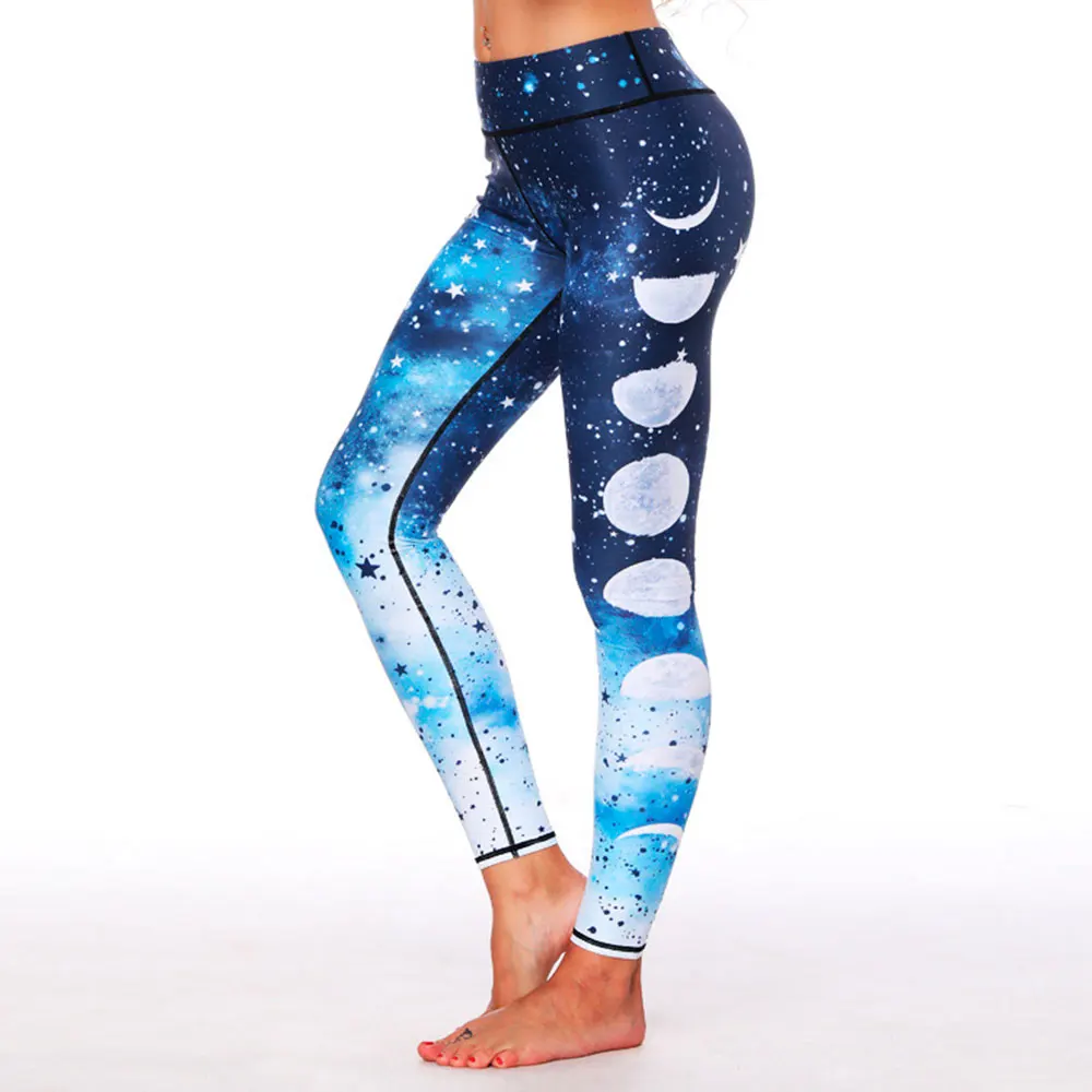 Jessingshow Women Pants Star Moon Printed Dry Fit Sporting Pants Fitness Gym Pants Workout