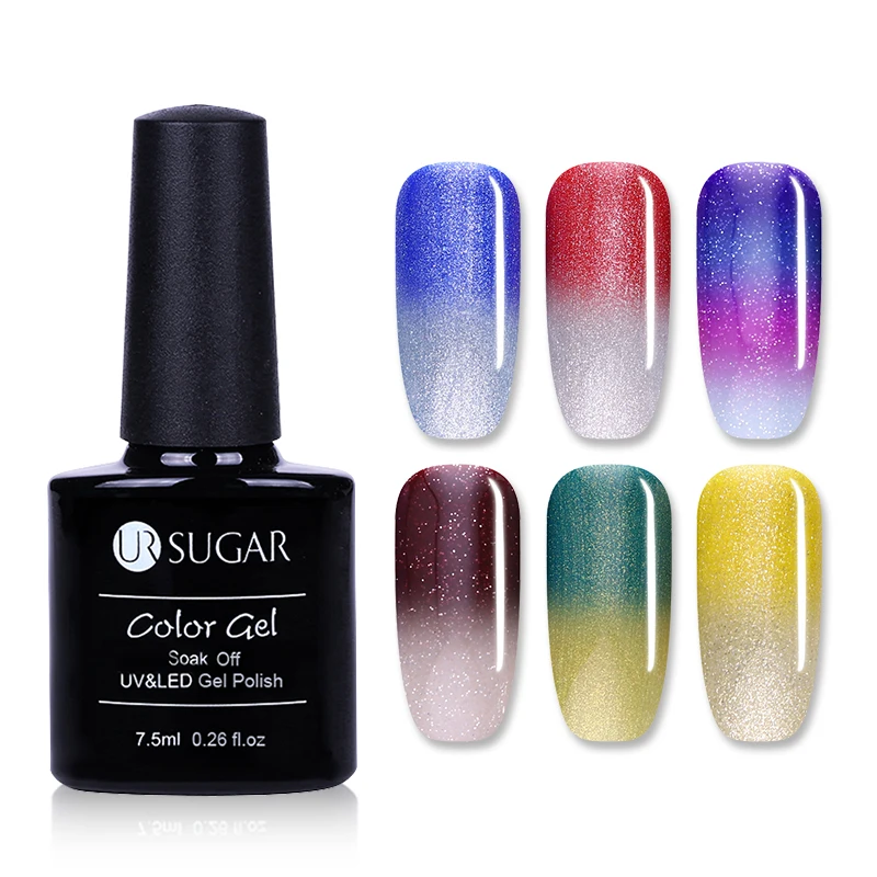 UR SUGAR 7.5ml Thermal Glitter Soak Off UV Gel Polish Temperature Color