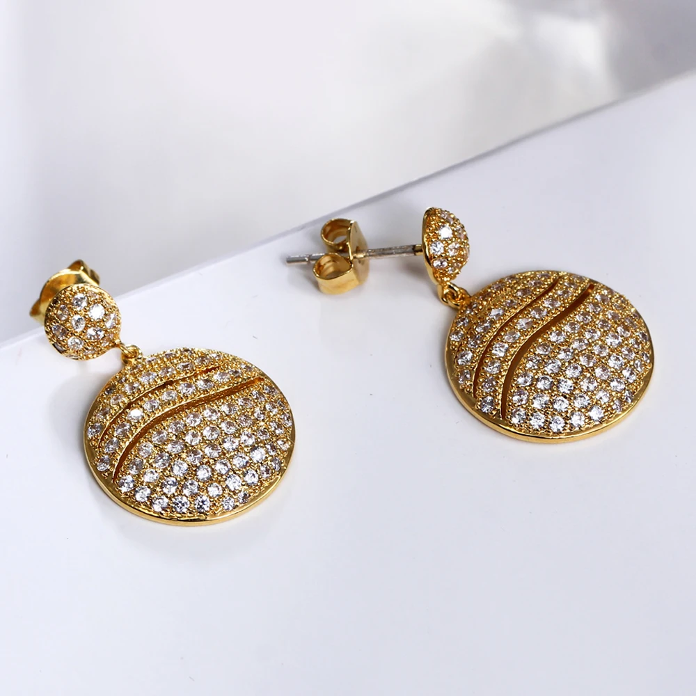 New Style Luxurious Round pendant drop statement earrings aros mujer oreja sieraden aretes de mujer Women Fashion jewelry